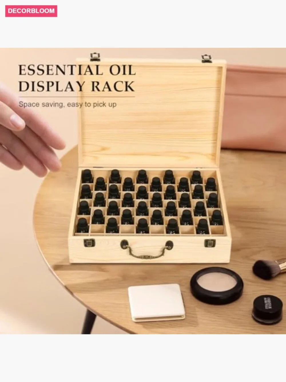 Wooden Essential Oil Storage Box Travel Case Holds 80 Bottles 5-15ml